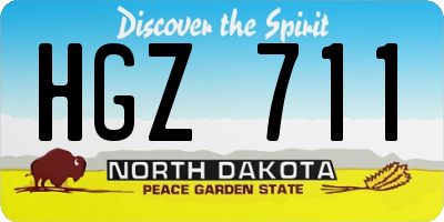 ND license plate HGZ711