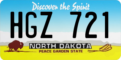 ND license plate HGZ721