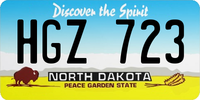 ND license plate HGZ723