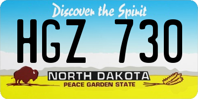 ND license plate HGZ730
