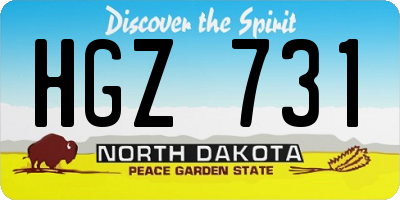 ND license plate HGZ731