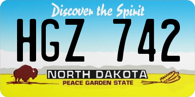 ND license plate HGZ742