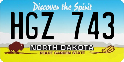 ND license plate HGZ743