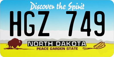 ND license plate HGZ749