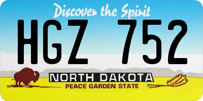 ND license plate HGZ752
