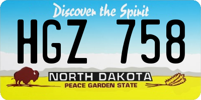 ND license plate HGZ758
