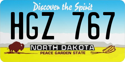 ND license plate HGZ767