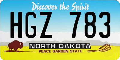 ND license plate HGZ783