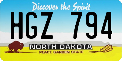ND license plate HGZ794