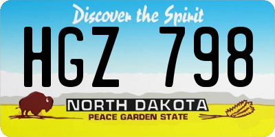 ND license plate HGZ798