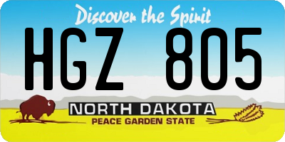 ND license plate HGZ805