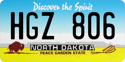 ND license plate HGZ806