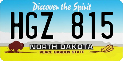 ND license plate HGZ815