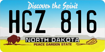 ND license plate HGZ816