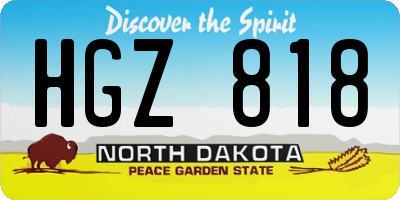 ND license plate HGZ818