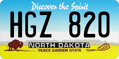 ND license plate HGZ820