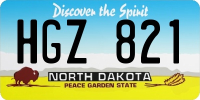 ND license plate HGZ821