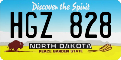 ND license plate HGZ828