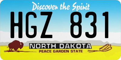 ND license plate HGZ831