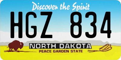 ND license plate HGZ834