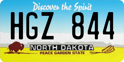 ND license plate HGZ844