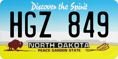 ND license plate HGZ849