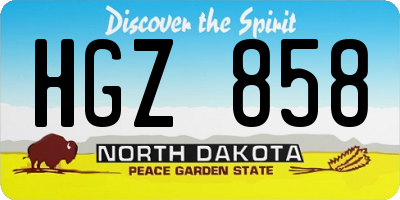 ND license plate HGZ858