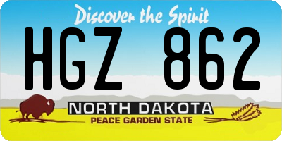 ND license plate HGZ862