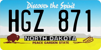 ND license plate HGZ871