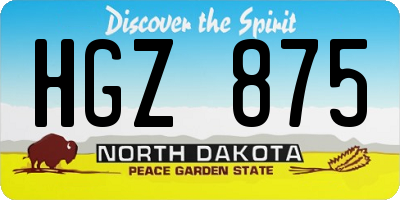ND license plate HGZ875