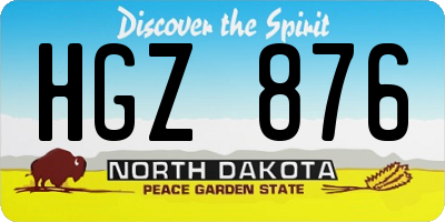 ND license plate HGZ876
