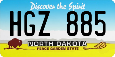ND license plate HGZ885