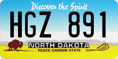 ND license plate HGZ891