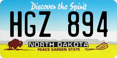 ND license plate HGZ894