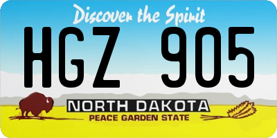 ND license plate HGZ905