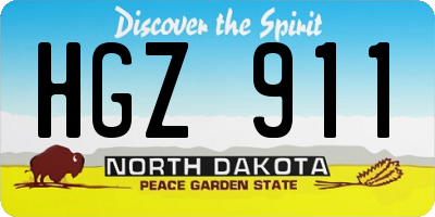 ND license plate HGZ911