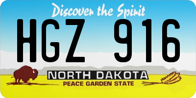 ND license plate HGZ916
