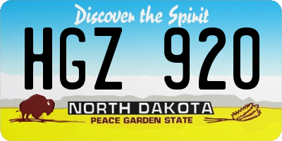 ND license plate HGZ920