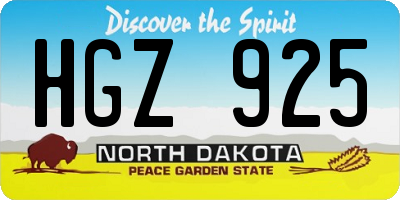 ND license plate HGZ925