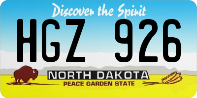 ND license plate HGZ926
