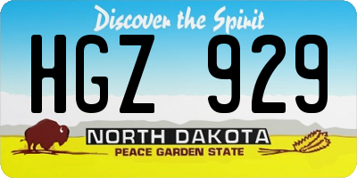 ND license plate HGZ929