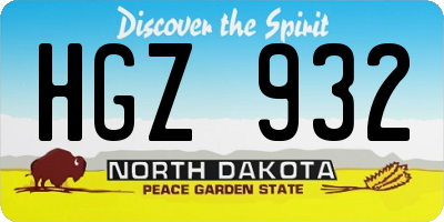 ND license plate HGZ932