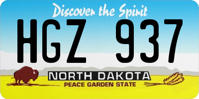 ND license plate HGZ937