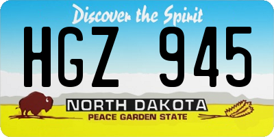 ND license plate HGZ945