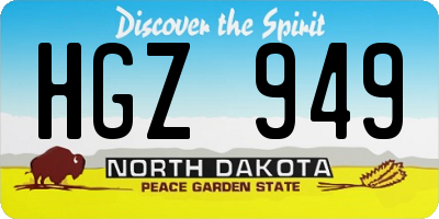 ND license plate HGZ949