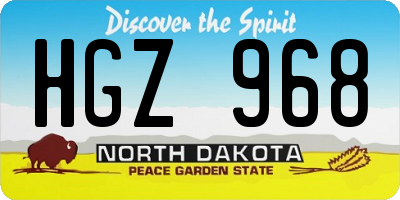 ND license plate HGZ968