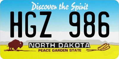 ND license plate HGZ986