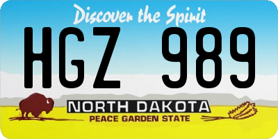 ND license plate HGZ989