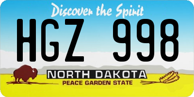 ND license plate HGZ998