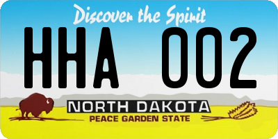 ND license plate HHA002